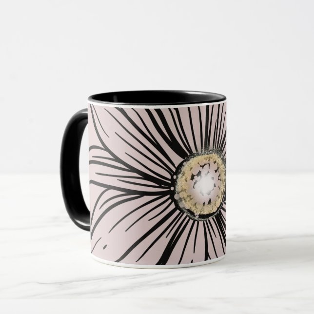 Atemberaubende Lavendel und Tasse mit schwarzer Bl (Vorderseite Links)