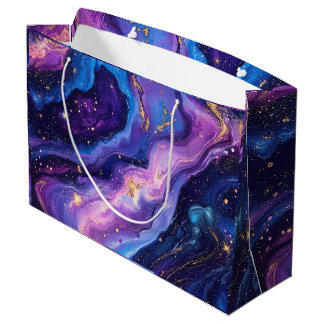 Atemberaubende Lila Blue Magenta Gold Galaxie Große Geschenktüte