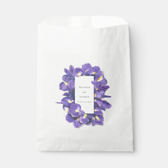 Atemberaubende Lila Irisfarben-Blumenhochzeit Geschenktütchen (Vorderseite)