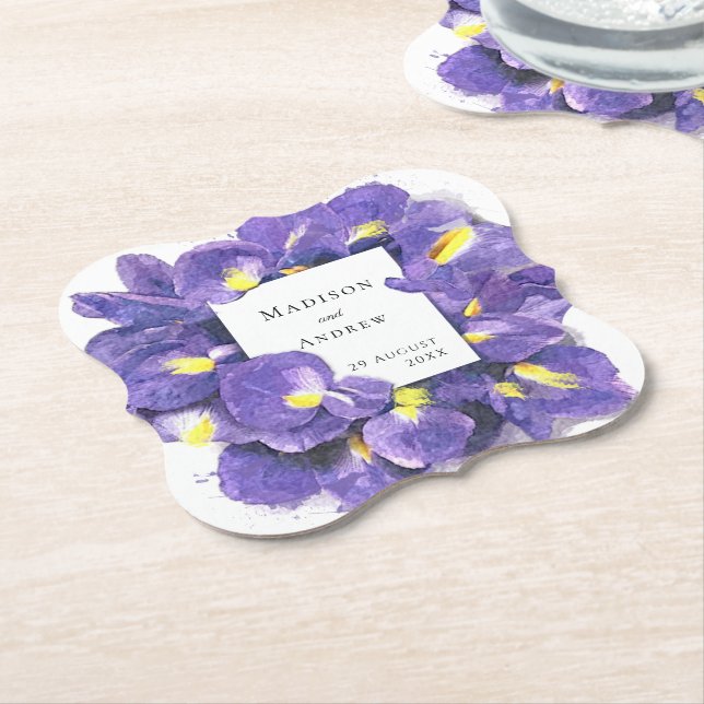 Atemberaubende Lila Irisfarben-Blumenhochzeit Untersetzer (angewinkelt)