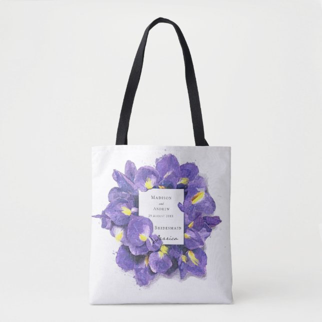 Atemberaubende Lila Irisfarben Flora Bridesmaid Tasche (Vorderseite)