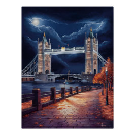Atemberaubende Londoner Nachtszene mit Leuchtturm Poster