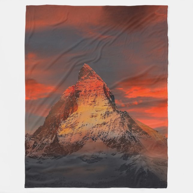 Atemberaubende matterhornrote Himmelslandschaft Fleecedecke (Vorderseite)