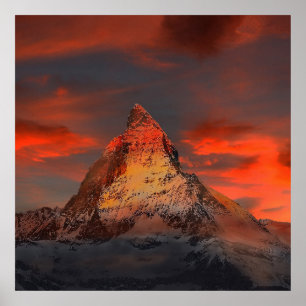 Atemberaubende matterhornrote Himmelslandschaft Poster
