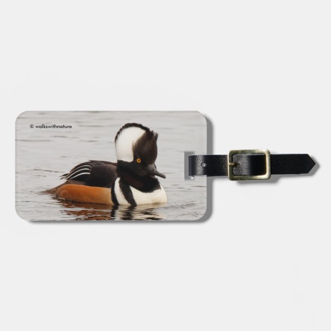 Atemberaubende Merganser-Ente am Teich Gepäckanhänger (Vorderseite horizontal)