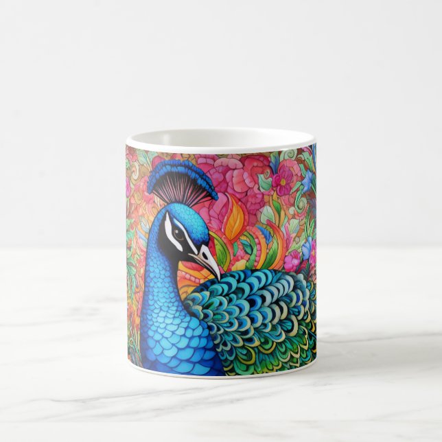Atemberaubende Monogram Peacock-Tasse Kaffeetasse (Mittel)