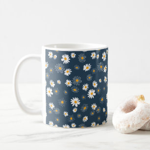 Atemberaubende Navy Yellow Classic Daisy Blume Kaffeetasse