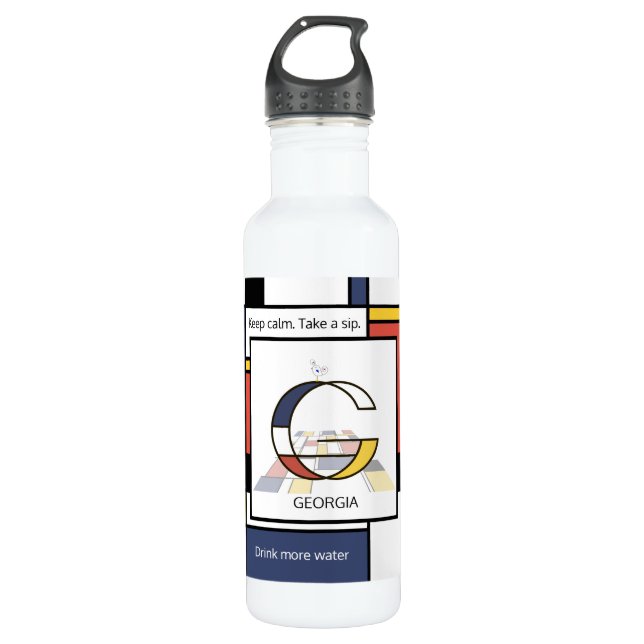 Atemberaubende Neoplastik Art Monogramm. Buchstabe Edelstahlflasche (Vorderseite)