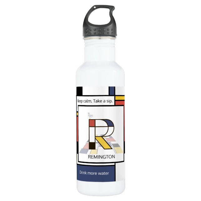 Atemberaubende Neoplastik Art Monogramm. Buchstabe Edelstahlflasche (Vorderseite)