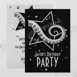 Atemberaubende Noten aus Silber und Schwarz Einladung