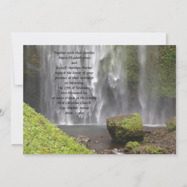 Atemberaubende Oregon-Wasserfall-Hochzeit Einladung (Vorderseite)