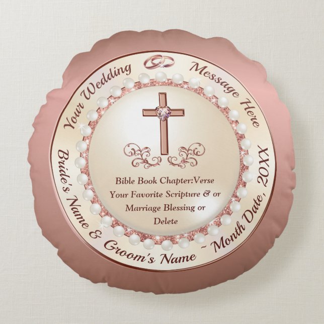 Atemberaubende, Personalisierte Christliche Hochze Rundes Kissen (Vorderseite)