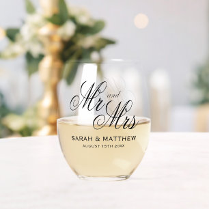 Atemberaubende personalisierte Hochzeit Weinglas Ohne Stiel