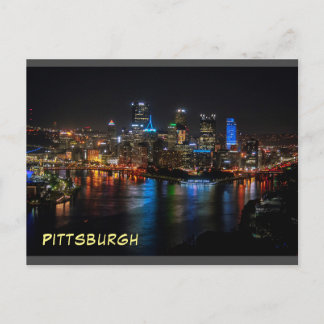 Atemberaubende Pittsburgh Postkartenabendansicht Postkarte