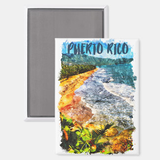 Atemberaubende Puerto Rico Wasserfarben Strand Lan Magnet
