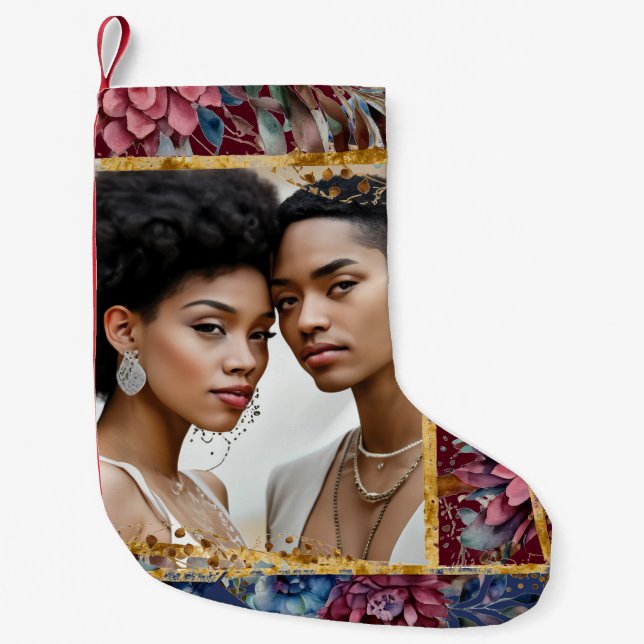 Atemberaubende Raffinesse Jewel-Tone Peony Weihnac Kleiner Weihnachtsstrumpf (Vorderseite)