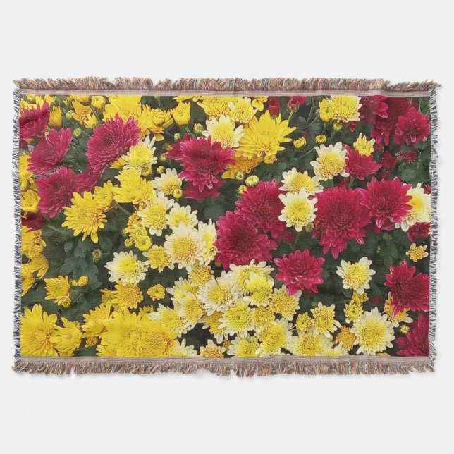 Atemberaubende Red Gold Herbst Chrysanthema Blume Decke (Vorderseite)