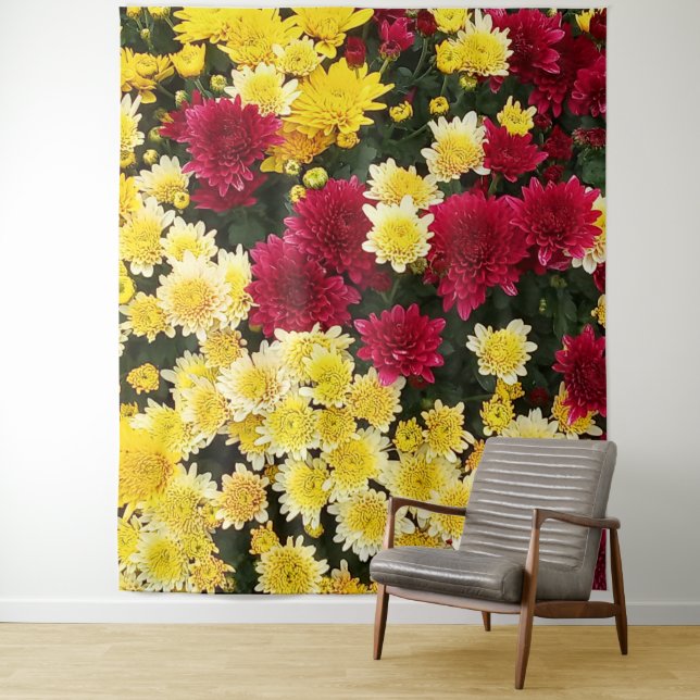 Atemberaubende Red Gold Herbst Chrysanthema Blume Wandteppich (Beispiel)