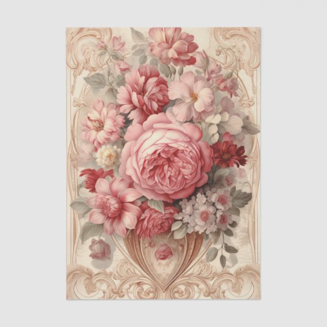 Atemberaubende Rosen mit Verziertem Rahmen Seidenpapier (Vorderseite)