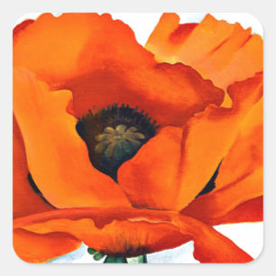 Atemberaubende rote Mohnblumen-Blume Georgia Quadratischer Aufkleber