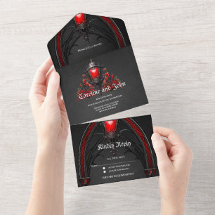 Atemberaubende rote Rosen und Torgestaltung All In One Einladung