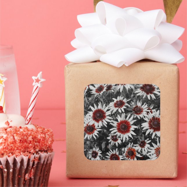 Atemberaubende Schwarz-Mit Augen Susans Quadratischer Aufkleber (Party)