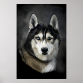 Atemberaubende sibirische Huskymalerei Poster