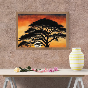 Atemberaubende Silhouette Tree bei Sonnenuntergang Fotodruck