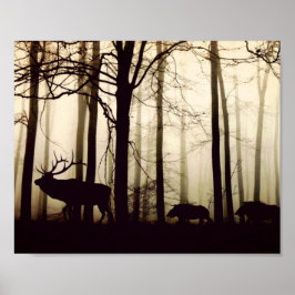 Atemberaubende Silhouette von Jungweibchen, Wildsc Poster