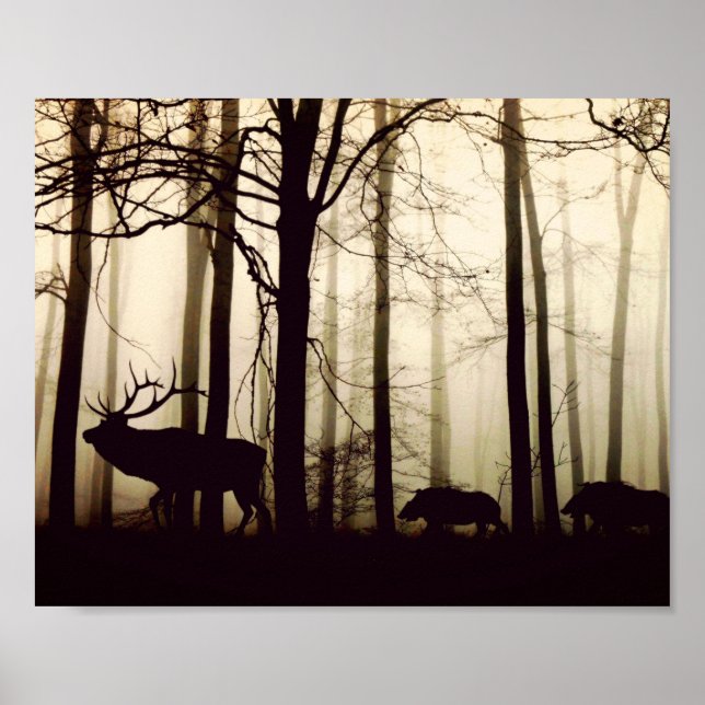 Atemberaubende Silhouette von Jungweibchen, Wildsc Poster (Vorne)