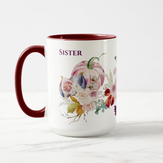 Atemberaubende SISTER-Tasse - Fall Pumpkins Blume Tasse (Links)