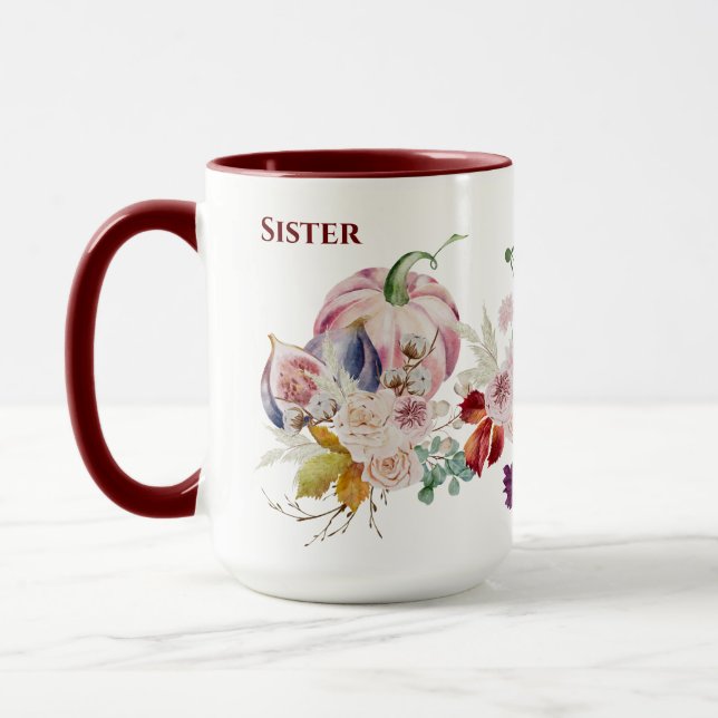 Atemberaubende SISTER-Tasse - Fall Pumpkins Blume Tasse (Links)