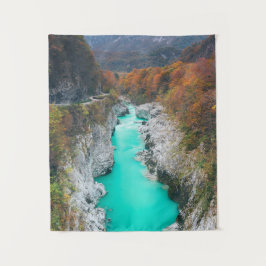 Atemberaubende Soča Napolen-Brücke, Slowenien Wandteppich