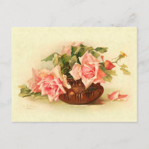 Atemberaubende viktorianische Rosen in einer Schal Postkarte