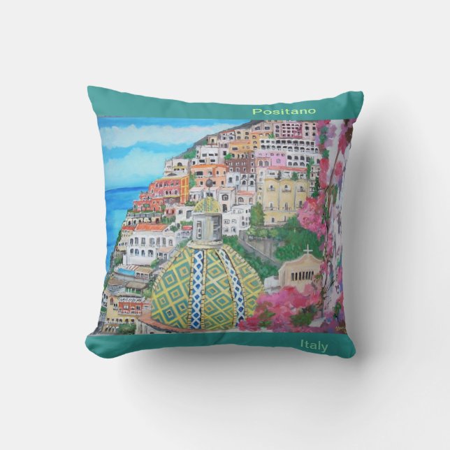Atemberaubende Vistas von Positano Kissen (Vorderseite)