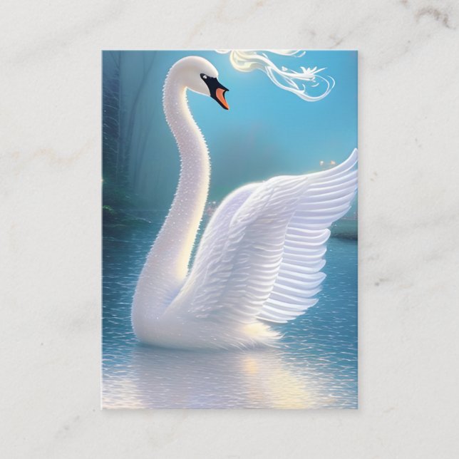 Atemberaubende White Swan Bird Grafik Telefonnummerkarte (Vorderseite)