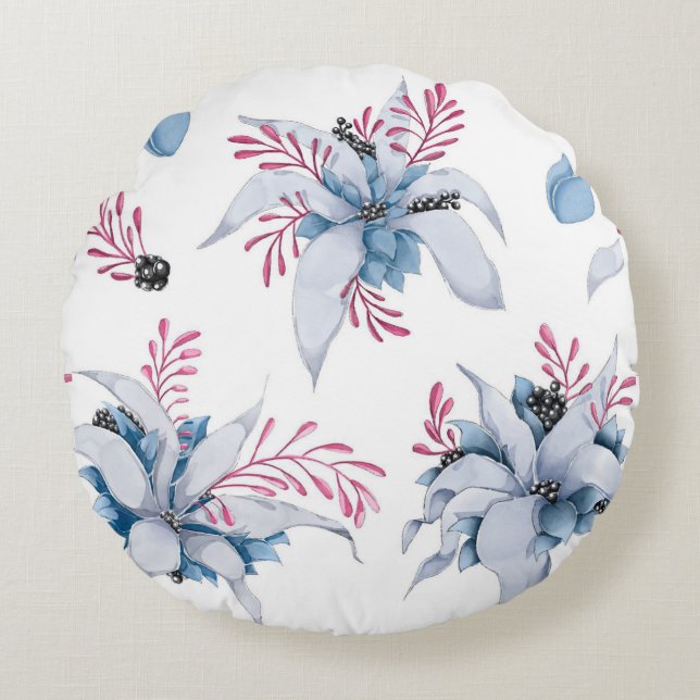 Atemberaubende Winter-Blume Rundes Kissen (Vorderseite)