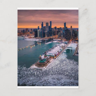 Atemberaubende Winter-Luftaufnahme der Chicago-Sky Postkarte