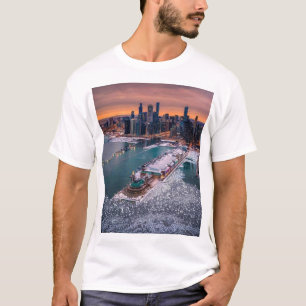 Atemberaubende Winter-Luftaufnahme der Chicago-Sky T-Shirt