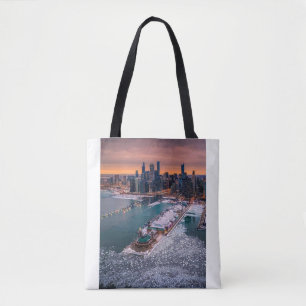 Atemberaubende Winter-Luftaufnahme der Chicago-Sky Tasche