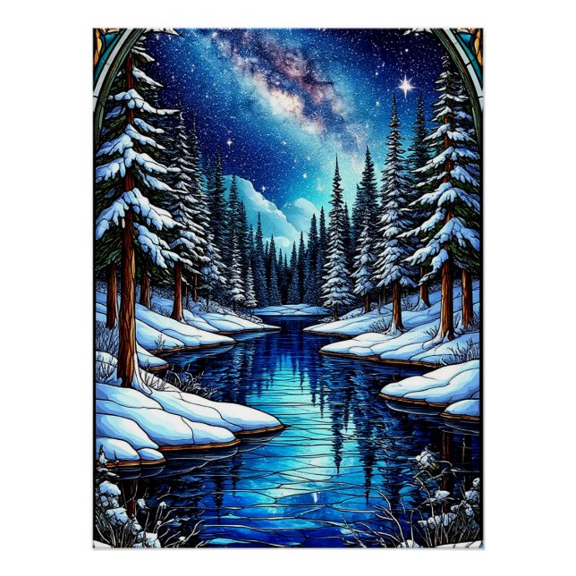 Atemberaubende Winterlandschaft mit Schnee Poster (Vorderseite)