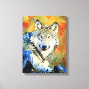 Atemberaubende Wolf Wildlife Watercolor Wölfe zeic Leinwanddruck