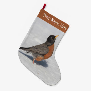 Atemberaubender amerikanischer Robin im Schnee Großer Weihnachtsstrumpf