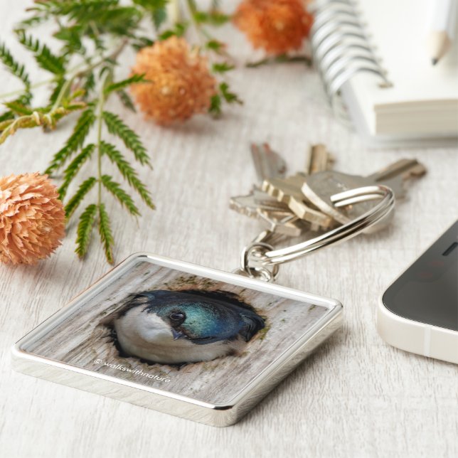 Atemberaubender Baumschlamm Songbird in Nestbox Schlüsselanhänger (Seite)