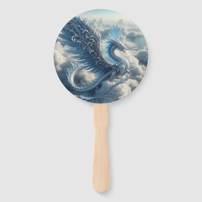 Atemberaubender Drache umgeben von Wolken Fächer (Vorderseite)
