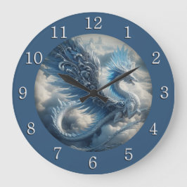Atemberaubender Drache umgeben von Wolken Weiße Za Große Wanduhr