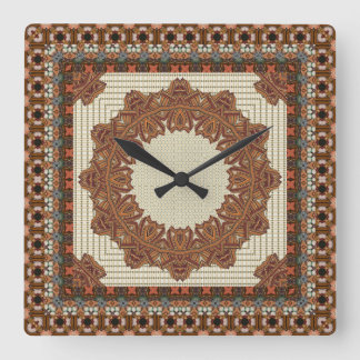 Atemberaubender ethnischer geometrischer gerahmter quadratische wanduhr