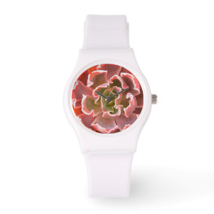 Atemberaubender Garten Sukkuline Rosa Töne Kunst, Armbanduhr