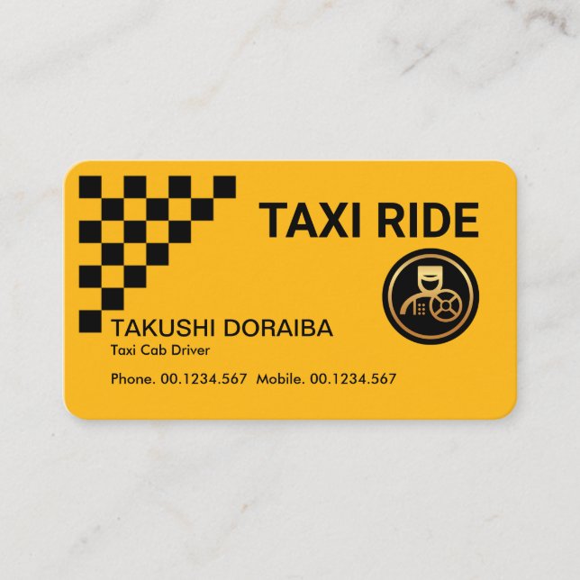 Atemberaubender Gelber Taxi-Karo-Box-Treiber Visitenkarte (Vorderseite)
