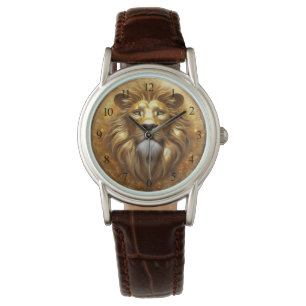 Atemberaubender Gold Lion Head Armbanduhr